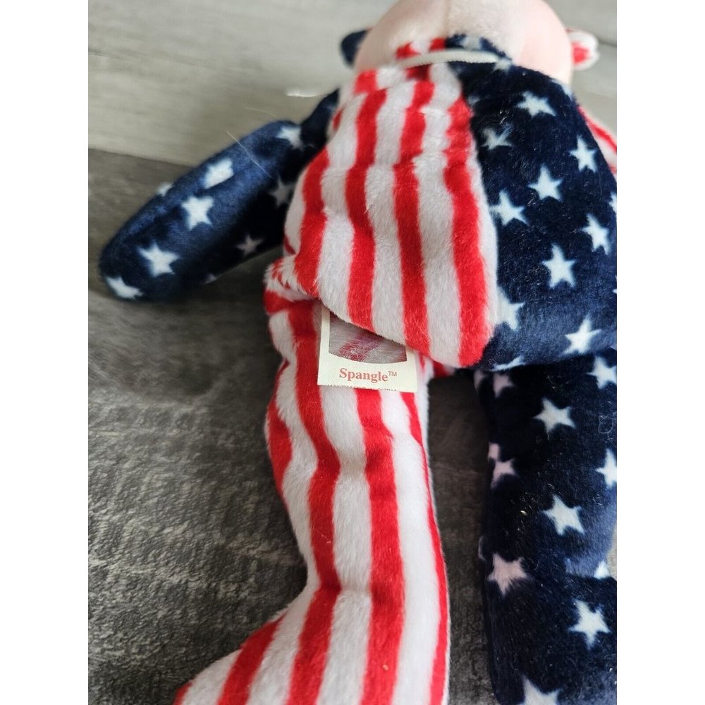 Spangle Bear Plush Beanie Baby Patriotic American Pink Face 4th of July Decor - Picture 3 of 4